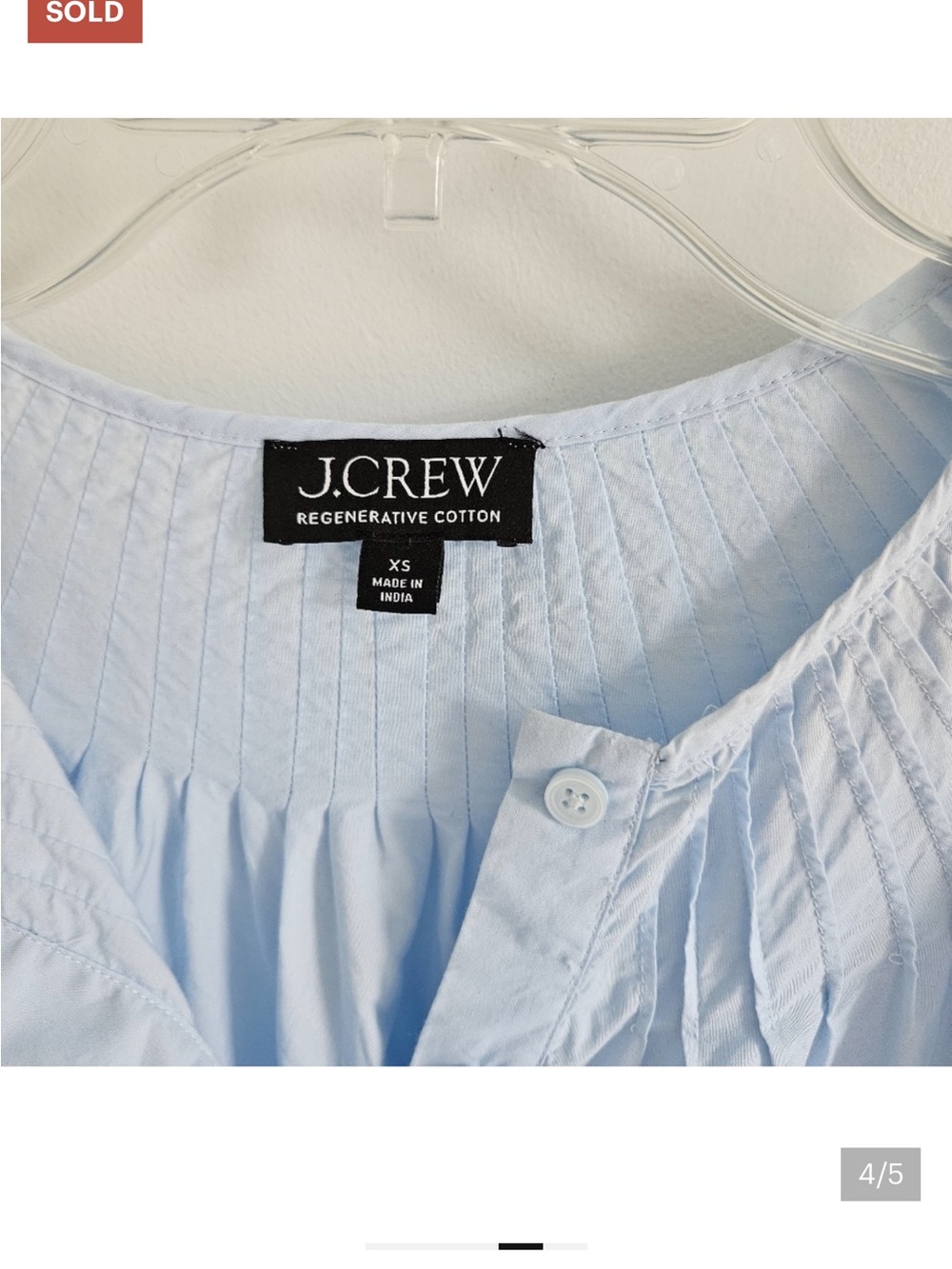 J. Crew Blue Eyelet Top Pleated Detail Full Sleeves - Picture 4 of 4